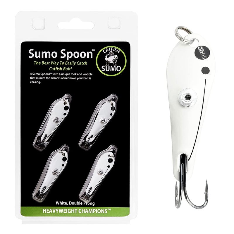 Catfish Sumo Sumo Spoon â€“ Catfishing Bait Spoon for Skipjack, White Bass, Striped Bass and Other Baitfish, 1 5/8" (2 Prong, White) - Image 2
